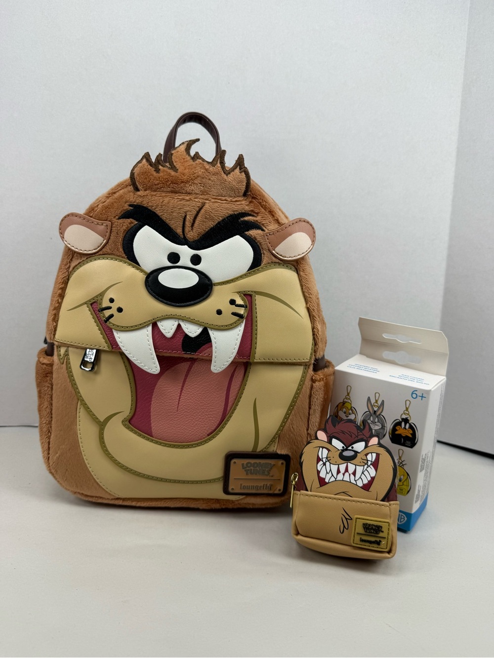 Loungefly Looney Tunes Tasmanian Devil Plush Cosplay Mini Backpack & Charm